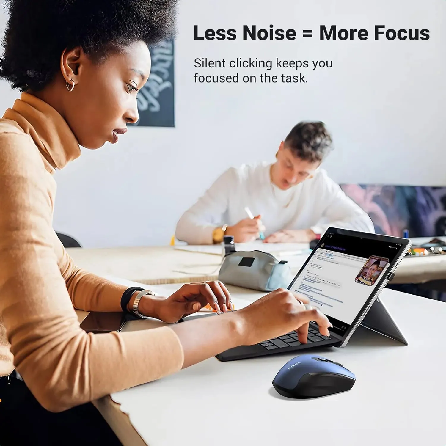 UGREEN Ergonomic 5-Level 2.4G Wireless Mouse With 4000 DPI 6 Buttons USB Cordless Silent Mice with Nano Receiver for Laptop, Computer, PC, MacBook, Chromebook - Blue (15064)