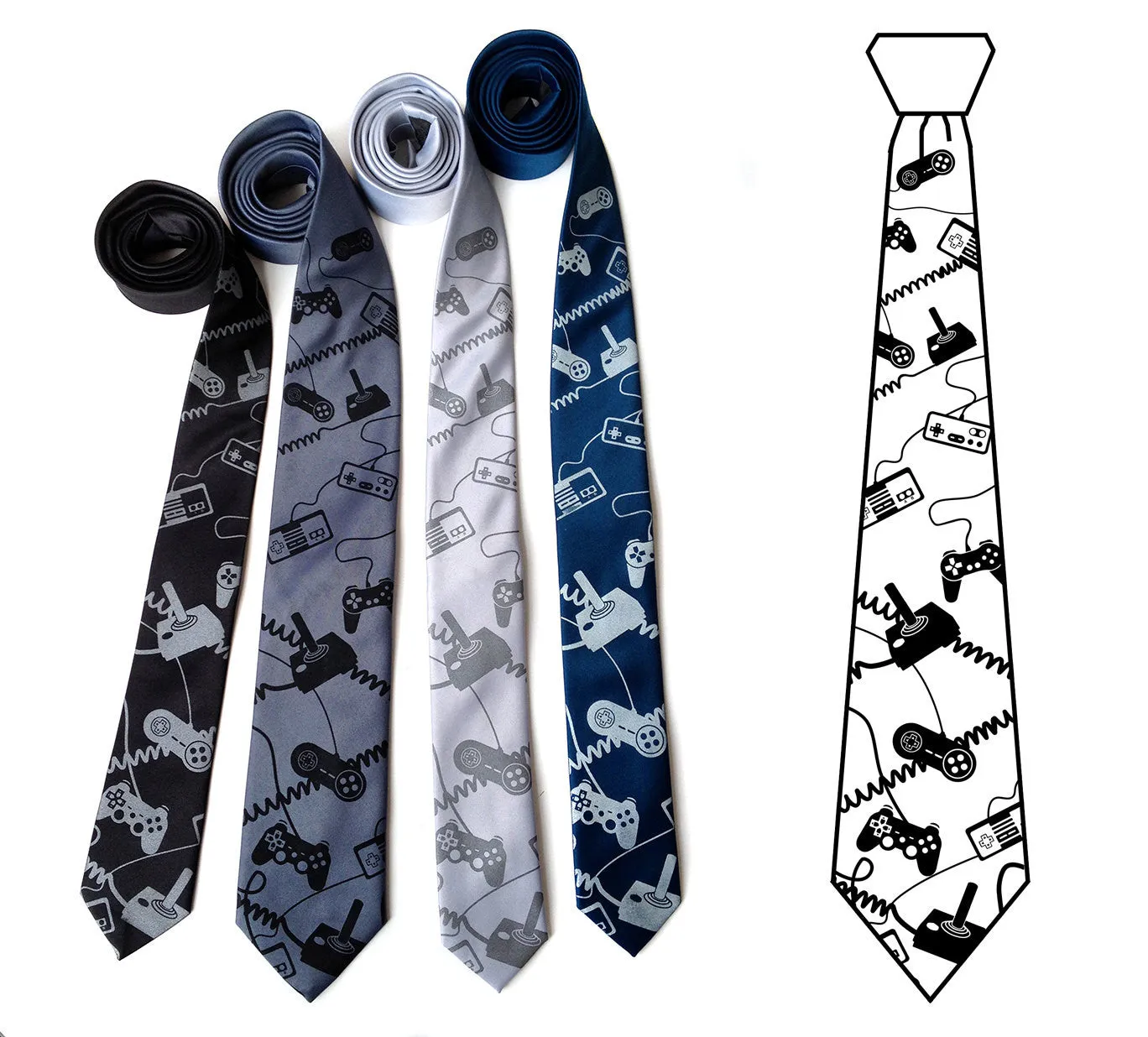 Video Game Controllers Necktie. Control Freak tie