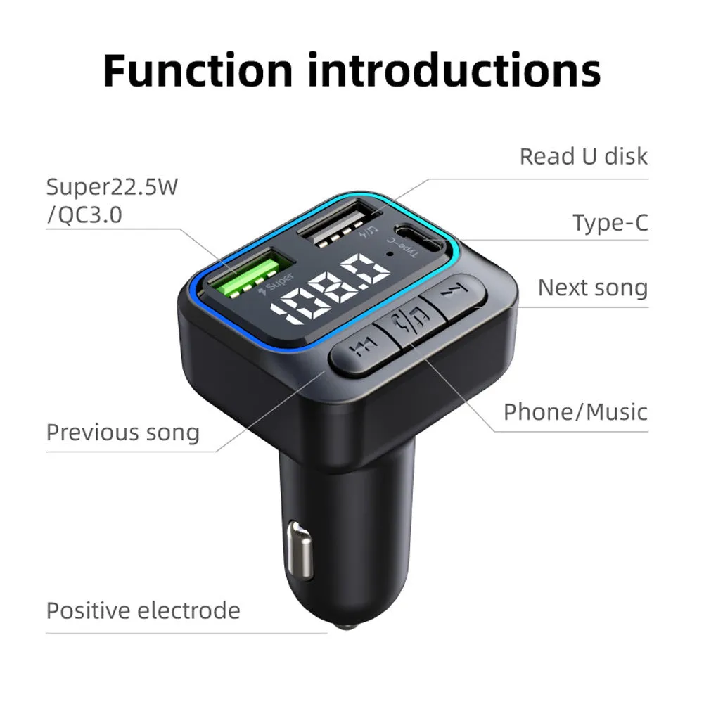 Wireless FM Transmitter For Car MP3 Player Dual USB QC3.0 Quick