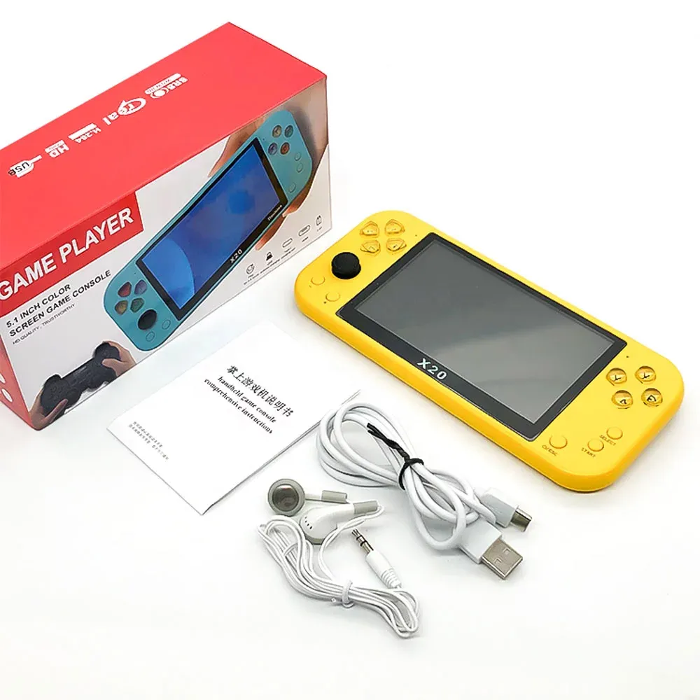 X20 Retro Video Game Console 5.1 Inch Display Screen 8GB Classic Handheld Gaming Consoles 8Bit Game Player