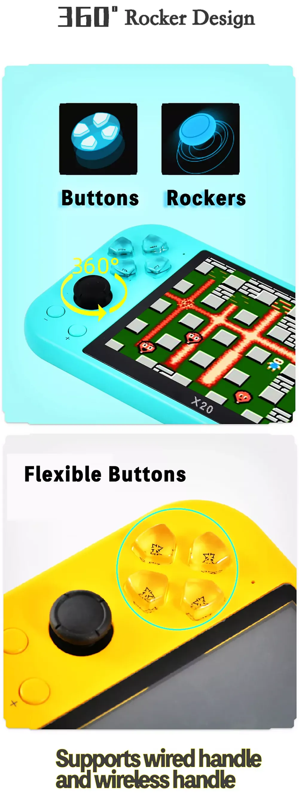 X20 Retro Video Game Console 5.1 Inch Display Screen 8GB Classic Handheld Gaming Consoles 8Bit Game Player