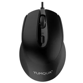 YUMQUA G222 Silent Mouse USB Wired, Office & Home Optical Computer Mouse with 2 Adjustable DPI Levels(800/1200), 4-Button Mouse for PC MacBook Laptop, Fits Left & Right Handed Users