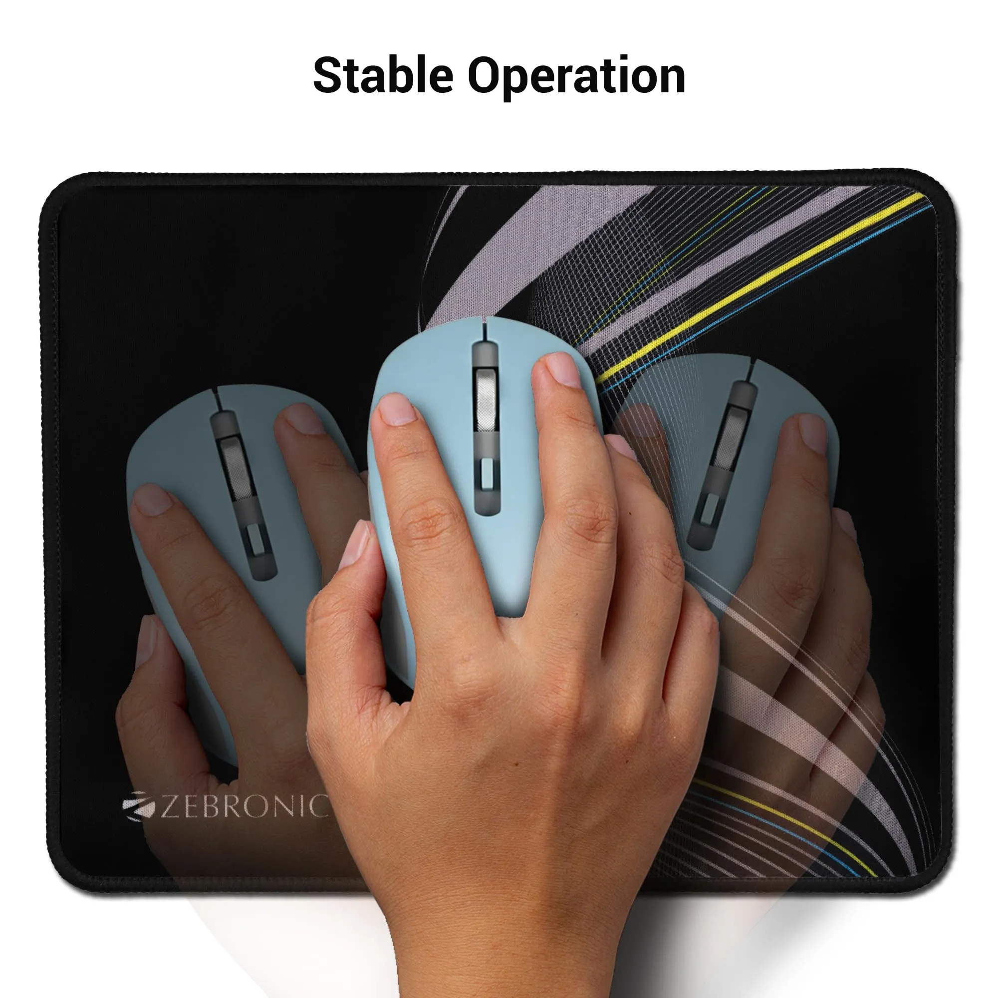 ZEBRONICS MSP-X2 Mouse Pad, Smooth Micro Fiber Cloth with Stitched Edges, 260 x 210 x 2 mm, Anti Slip Rubber Base, for Gaming, Home and Office | for All Mouse Sensors