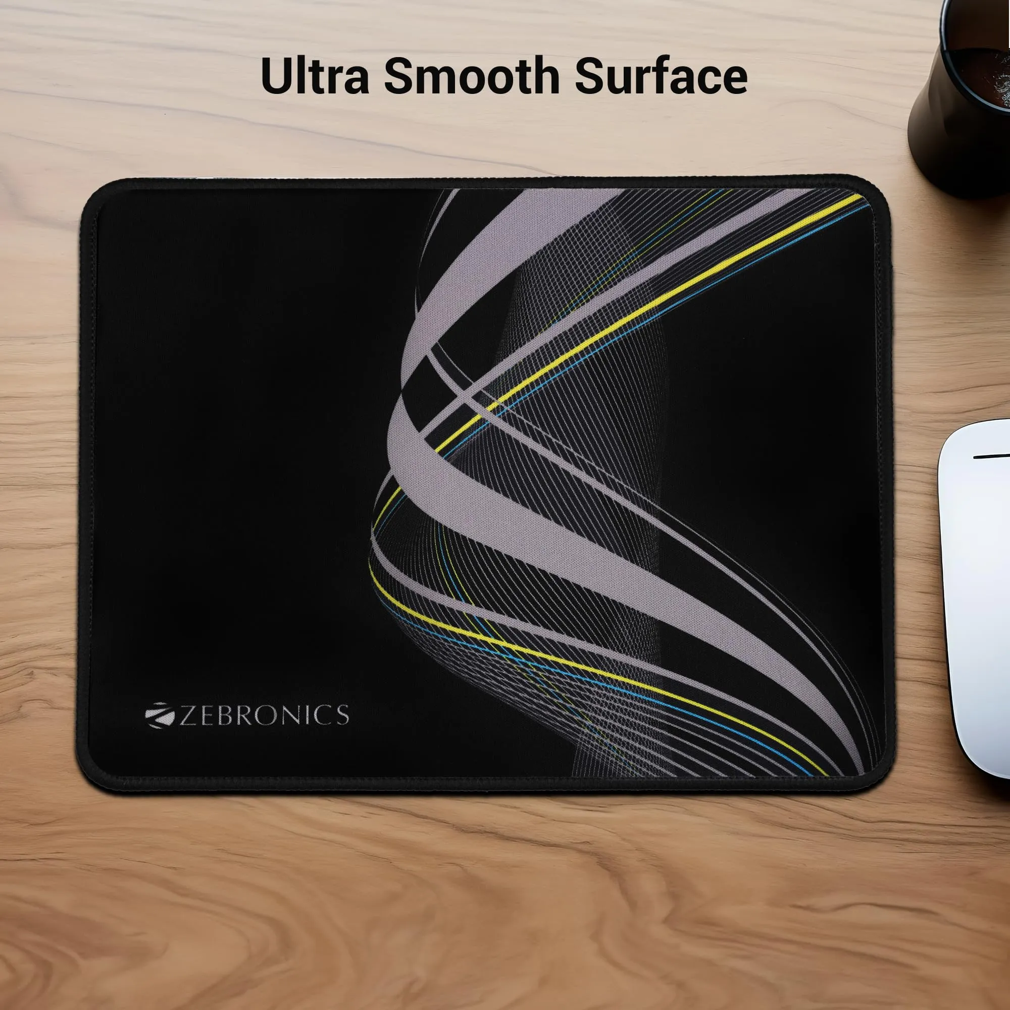 ZEBRONICS MSP-X2 Mouse Pad, Smooth Micro Fiber Cloth with Stitched Edges, 260 x 210 x 2 mm, Anti Slip Rubber Base, for Gaming, Home and Office | for All Mouse Sensors